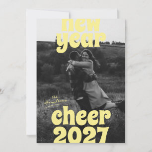 Modern Bold 2027 Typography Photo New Year Cheer Holiday Card