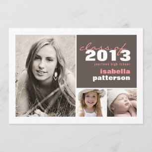Modern & Bold 3 Photo Graduation Announcement