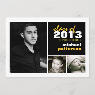 Modern & Bold 3 Photo Graduation Announcement