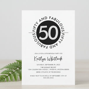 Modern Bold 50 and Fabulous 50th Birthday Invitation