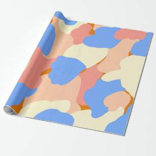 Modern Bold Abstract Blue Yellow Pink Orange Wrapping Paper