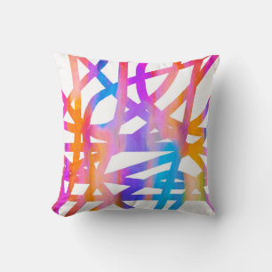 modern bold abstract bright colourful painted line cushion