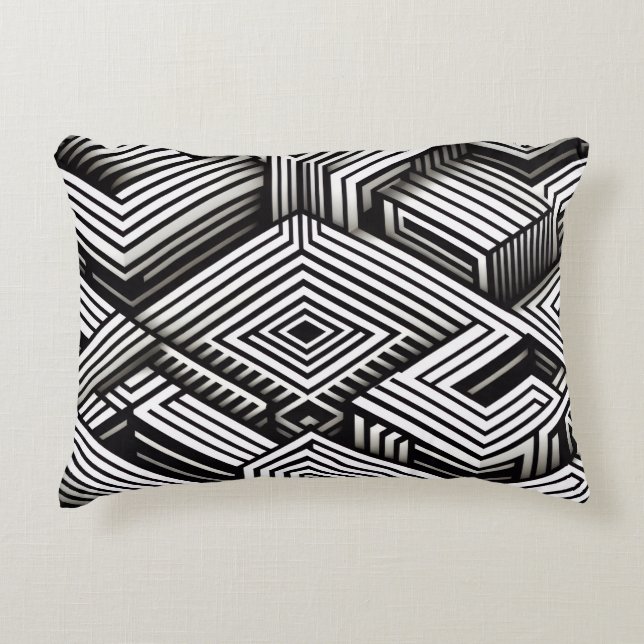 Modern bold Abstract Monochrome Geometric Pattern Decorative Cushion (Front)