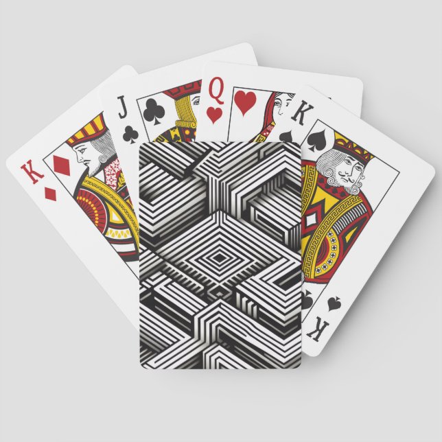 Modern bold Abstract Monochrome Geometric Pattern Playing Cards (Back)