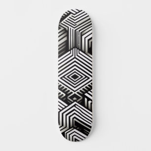 Modern bold Abstract Monochrome Geometric Pattern Skateboard