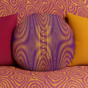 Modern Bold Abstract Purple Unique Trippy Custom Round Cushion