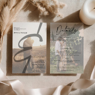 Modern bold all in one calligraphy wedding invitation