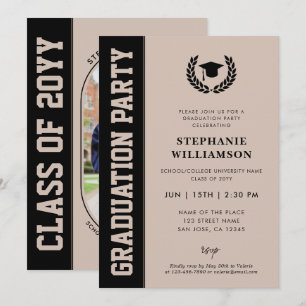 Modern Bold and Minimalist Grad Photo Graduation Invitation