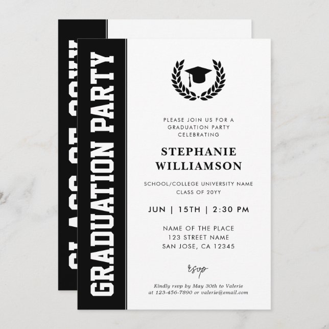 Modern Bold and Minimalist Grad Photo Graduation Invitation (Front/Back)