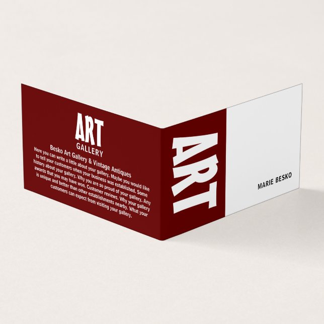 Modern Bold, Art Dealer, Detailed Business Card (Outside)