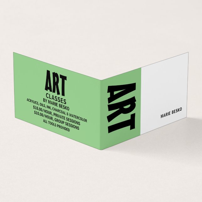Modern Bold, Art Teacher, Detailed Business Card (Outside)