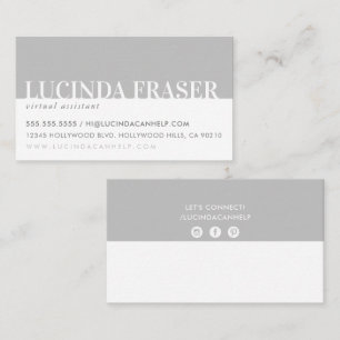 MODERN BOLD BAND minimal simple soft silver grey Business Card