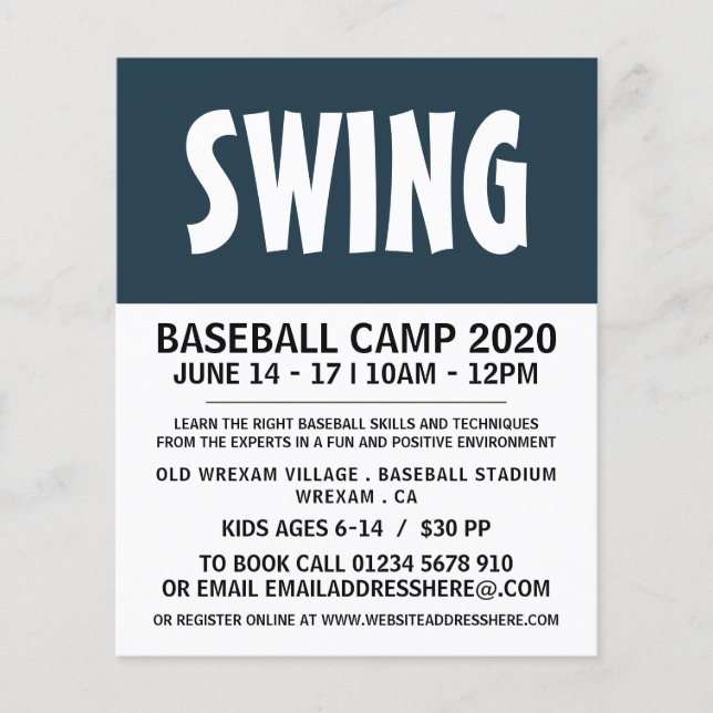 Modern Bold, Baseball Camp Advert Flyer (Front)