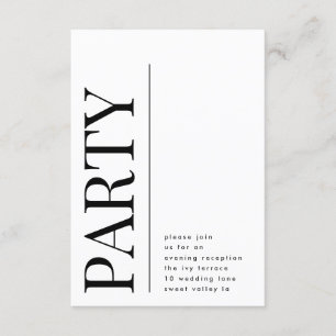 Modern Bold Big PARTY Wedding Reception Enclosure Card