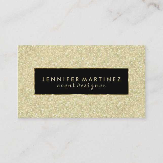 Modern Bold Black And Gold Glitter 2 Business Card (Front)