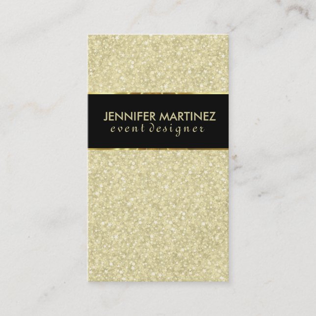Modern Bold Black And Gold Glitter Business Card (Front)