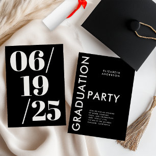 Modern Bold Black and White Graduation Party Invitation