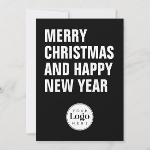 Modern Bold Black Custom Logo Business Christmas Holiday Card