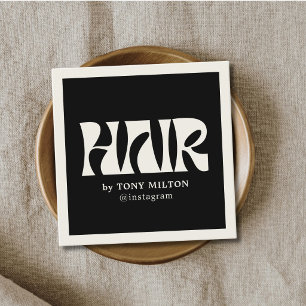 Modern Bold Black Old White Hair Salon Square Business Card