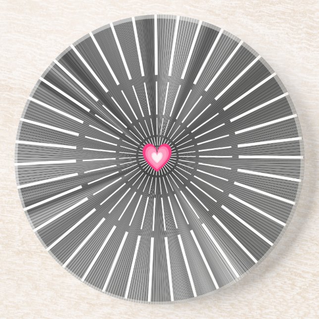Modern Bold Black & Pink HeART Unique Stylish Cool Coaster (Front)