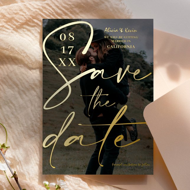 Modern bold black script save the date photo (Creator Uploaded)