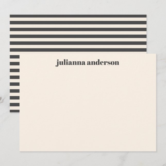 Modern Bold Black Stripes Personalised Name Card (Front/Back)