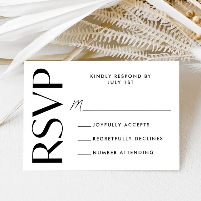Modern Bold Black Typography Wedding RSVP Card (Creator Uploaded)