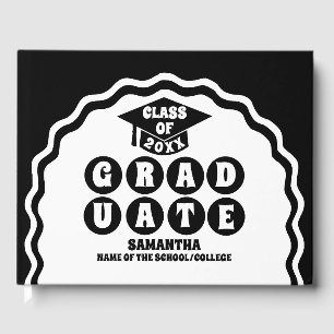 Modern Bold Black Wavy Arch Graduation Guest Book