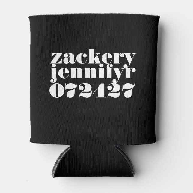 Modern Bold Black White Can Cooler (Front)