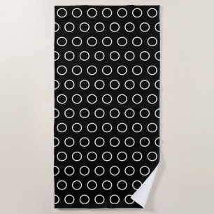 Modern Bold Black White Circle Pattern Beach Towel