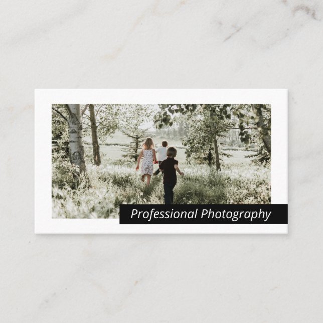Modern Bold Black White Photo Personalised Business Card (Front)