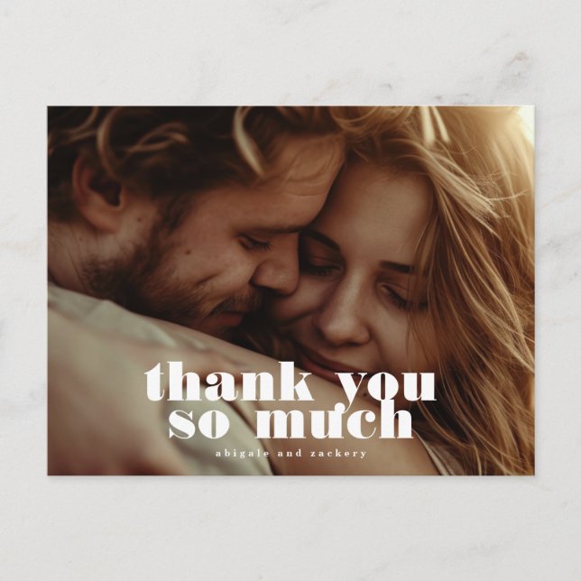 Modern Bold Black White Photo Postcard (Front)