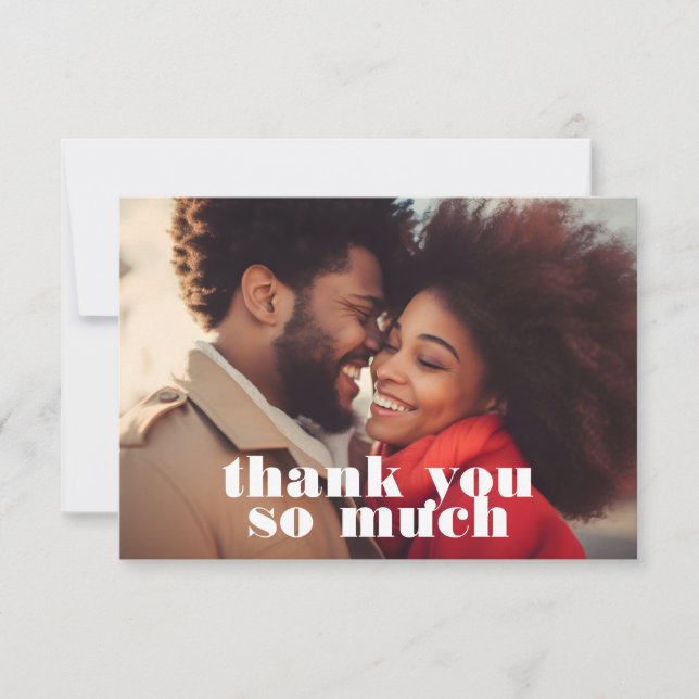 Modern Bold Black White Photo Thank You Card (Front)