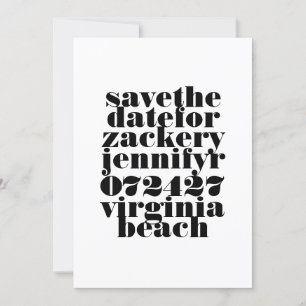Modern Bold Black White QR Code Photo Wedding Save The Date