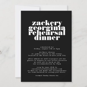 Modern Bold Black White Rehearsal Dinner Invitation