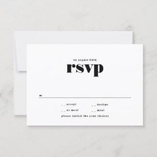 Modern Bold Black White Wedding RSVP Card