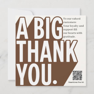 Modern Bold Black White Wedding Thank You Card