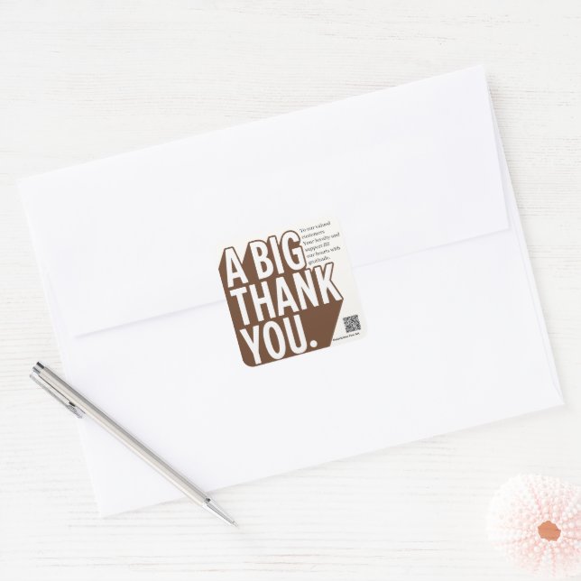 Modern Bold Black White Wedding Thank You Card Square Sticker (Envelope)