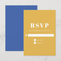 Modern Bold Blue and Yellow Vertical Wedding