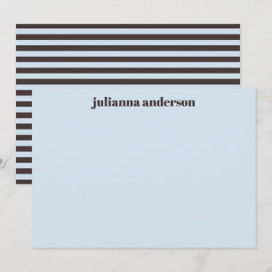 Modern Bold Blue Brown Stripes Personalised Name  Card