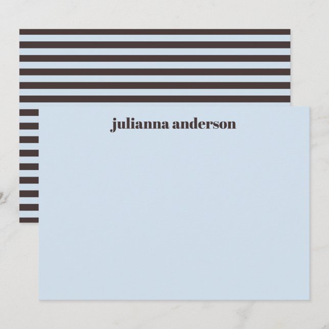 Modern Bold Blue Brown Stripes Personalised Name  Card (Front/Back)