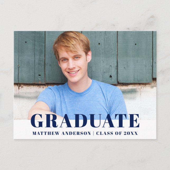 Modern Bold Blue Graduation Party Invitation (Front)