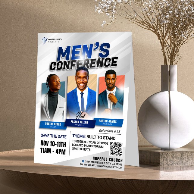 Modern Bold Blue Men's Church Conference Gathering (Creator Uploaded)