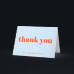 Modern Bold Blue Orange Personalized Bat Mitzvah  Thank You Card<br><div class="desc">Personalized Modern Bold Typography Blue and Orange Bat Mitzvah Thank You Card</div>