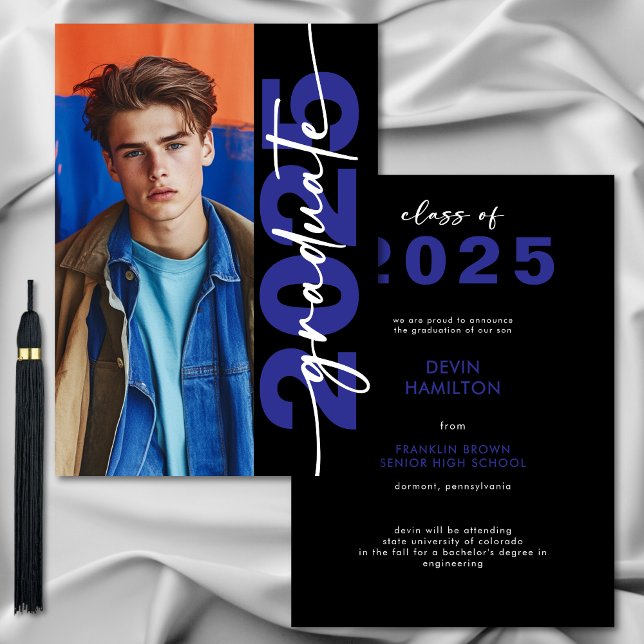 Modern Bold Blue Typography Grad Announcement (Modern Bold Blue Typography Grad Announcement)