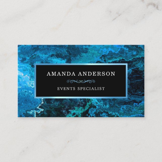 Modern Bold Blue Watercolor | Business Card (Front)