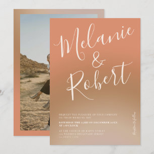 Modern bold boho gradient wedding photo invitation