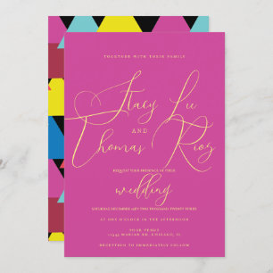 Modern Bold Bright and Colourful Script Wedding  Invitation