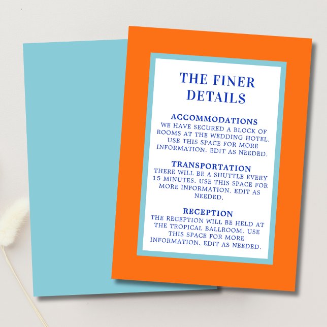 Modern Bold Bright Colourful Custom Wedding Detail Enclosure Card (Creator Uploaded)