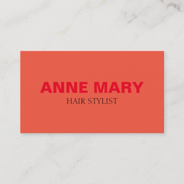 Modern Bold Bright Orange Black Hair Stylist Salon Business Card (Front)